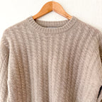 J.Crew 100% Cashmere Perfect Cable Knit Crewneck Sweater in Tan | XS