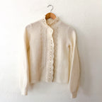 Sézane Angie Mohair Merino Wool Button Down Cardigan in Ecru | XXS