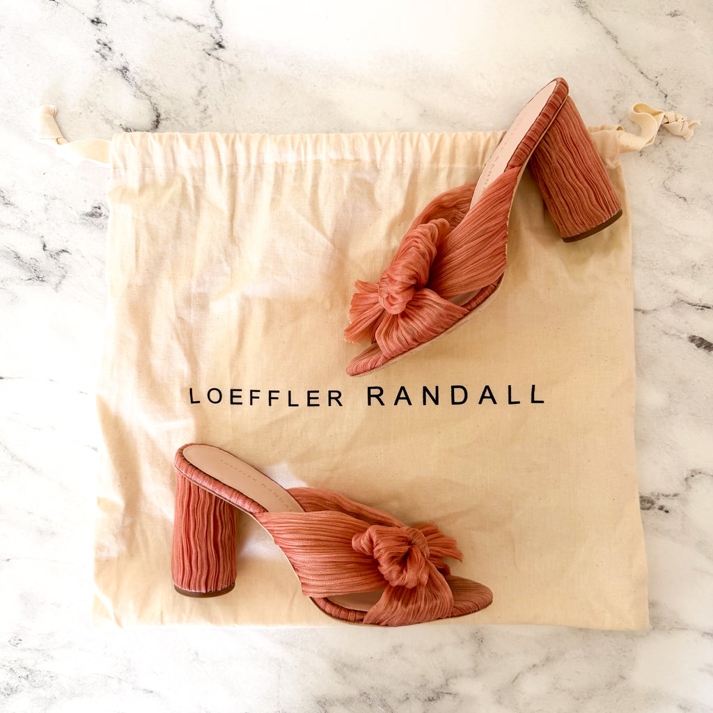 Loeffler Randall Pink Penny Pleated Organza Bow Block Heels | 6.5