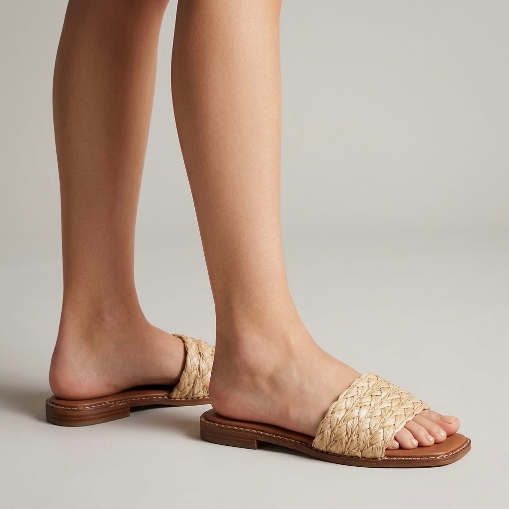 Steve Madden Sandra Raffia Slide Sandals in Natural | 6.5