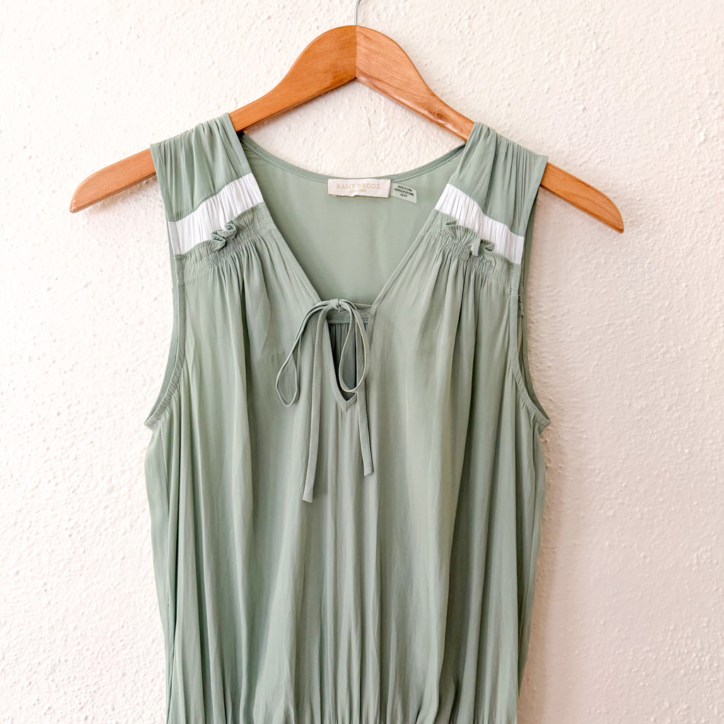 Ramy Brook New York Bambi Sleeveless Greecian Dress in Sage & Navy | XS