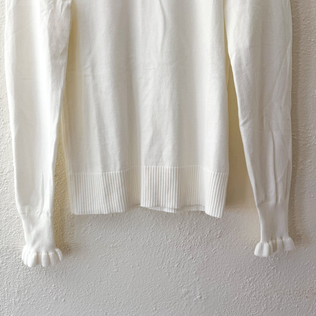 Cece Ruffle Mock Neck Sweater in Ivory | XS