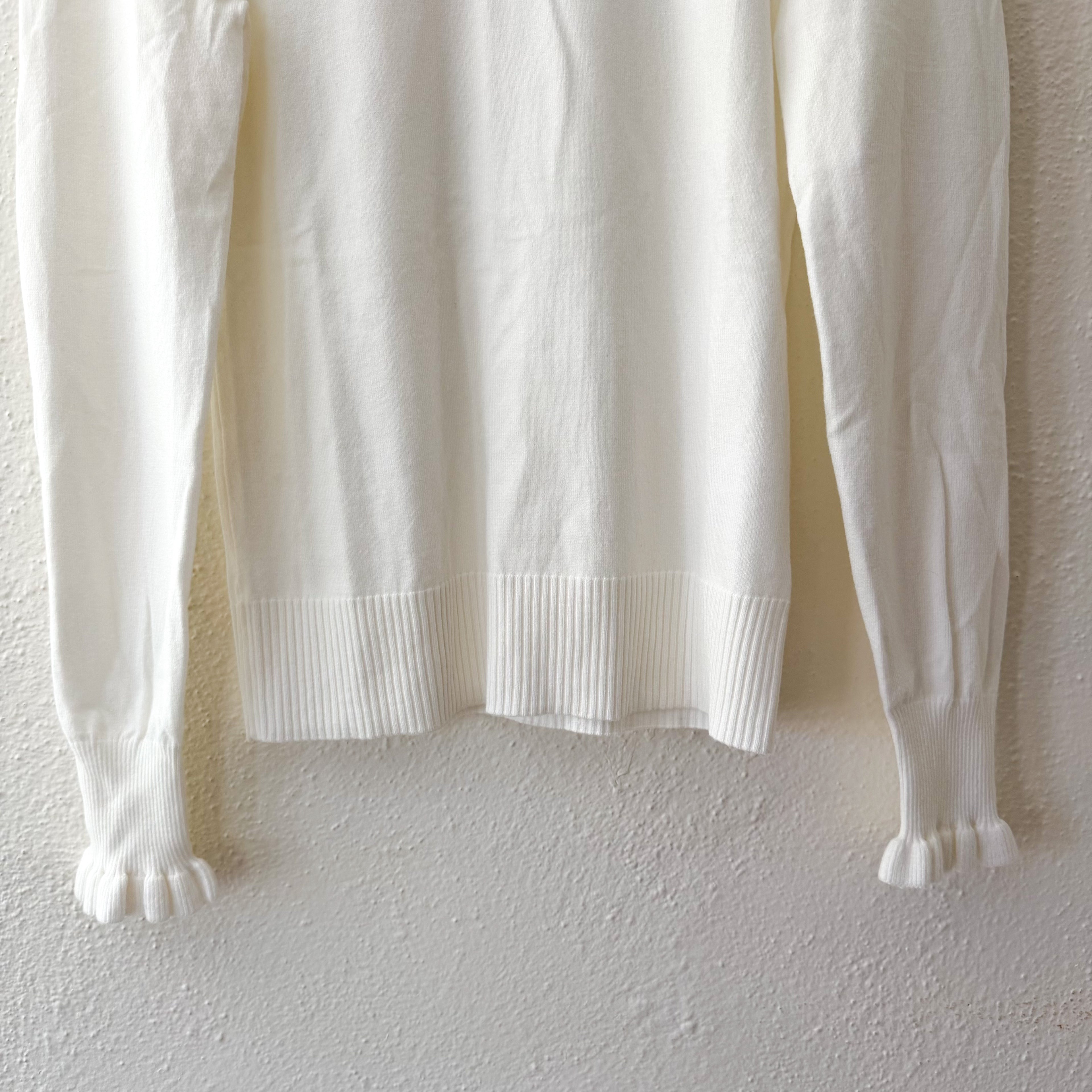 Cece Ruffle Mock Neck Sweater in Ivory | XS