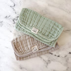 KeaBabies Lyra Organic Cotton Muslin Gauze Burp Cloths in Silver Grey & Sage