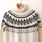 Barbour Mersea Fair Isle Wool Blend Knit Turtleneck Sweater in Aran Cream | 4