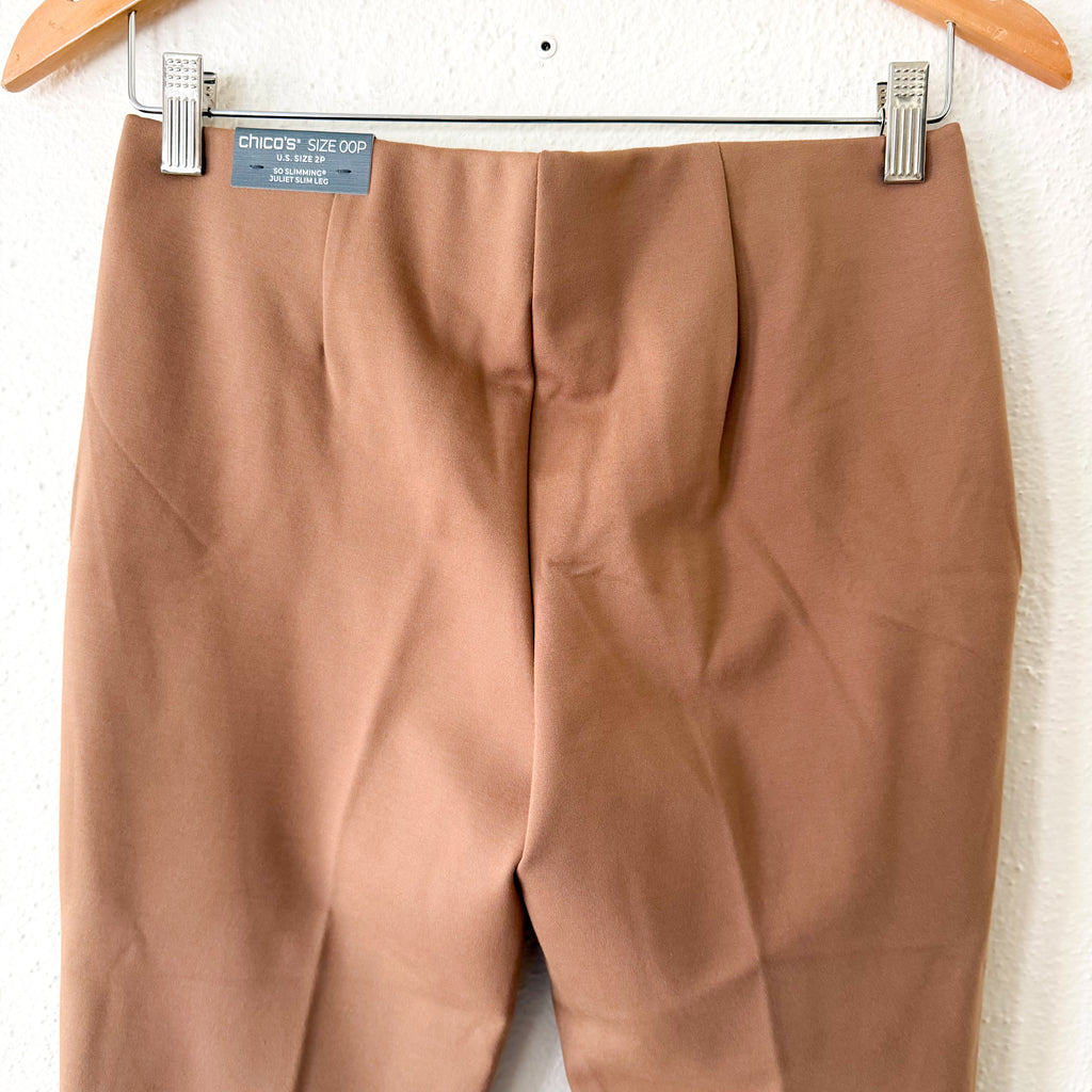 Chico's Caramel So Slimming 360 Petite Juliet Trim Detail Ankle Slim Leg Pant | 00P