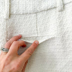 NA-KD Tweed Mid-Rise Pleat Detail Shorts in White | 34/2