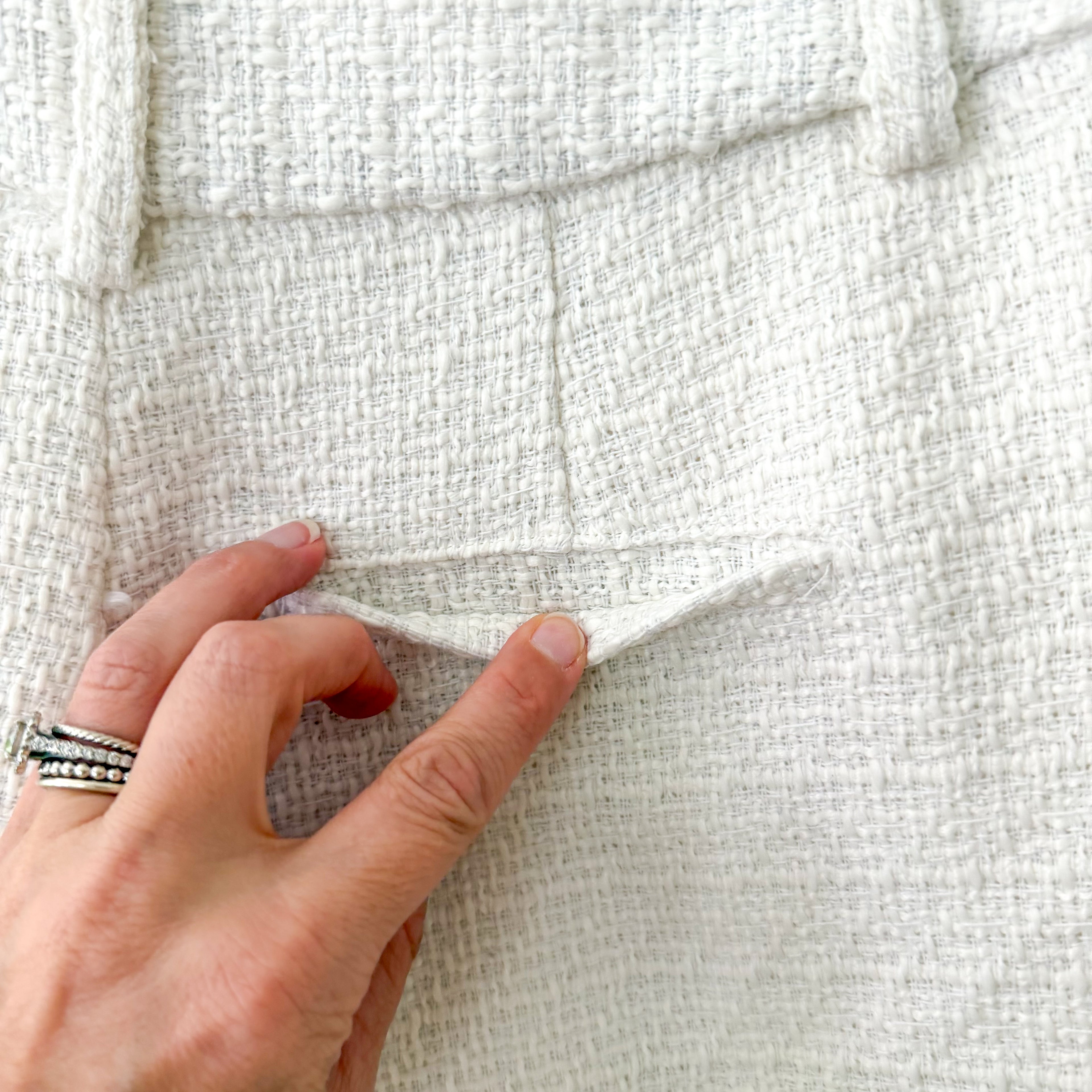 NA-KD Tweed Mid-Rise Pleat Detail Shorts in White | 34/2