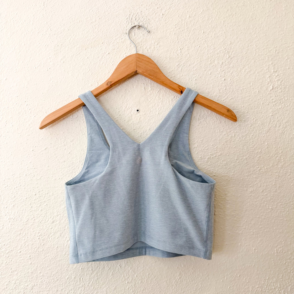 Zella Cropped Longline Top in Aqua Heather | M