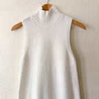 Free Assembly Ribbed Turtleneck Sleeveless Sweater Dress in Cream | XS