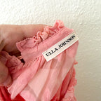 Ulla Johnson Sheer Silk Blend Floral Ruffle Mock Neck in Coral | 2