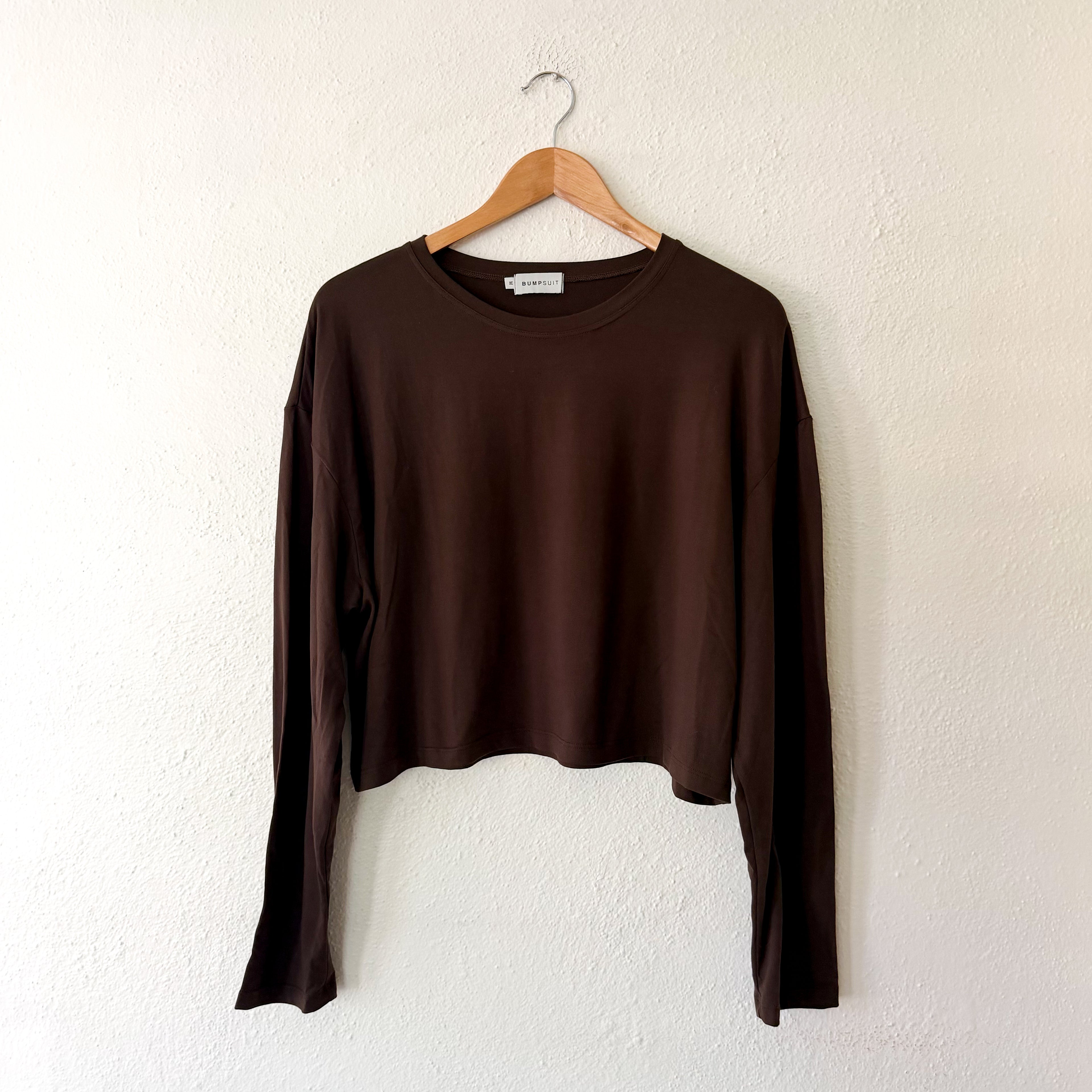 BumpSuit The Cloud Cropped Long Sleeve Tee in Chocolate | M