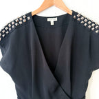 Silence & Noise Black Studded Short Sleeve Romper | S
