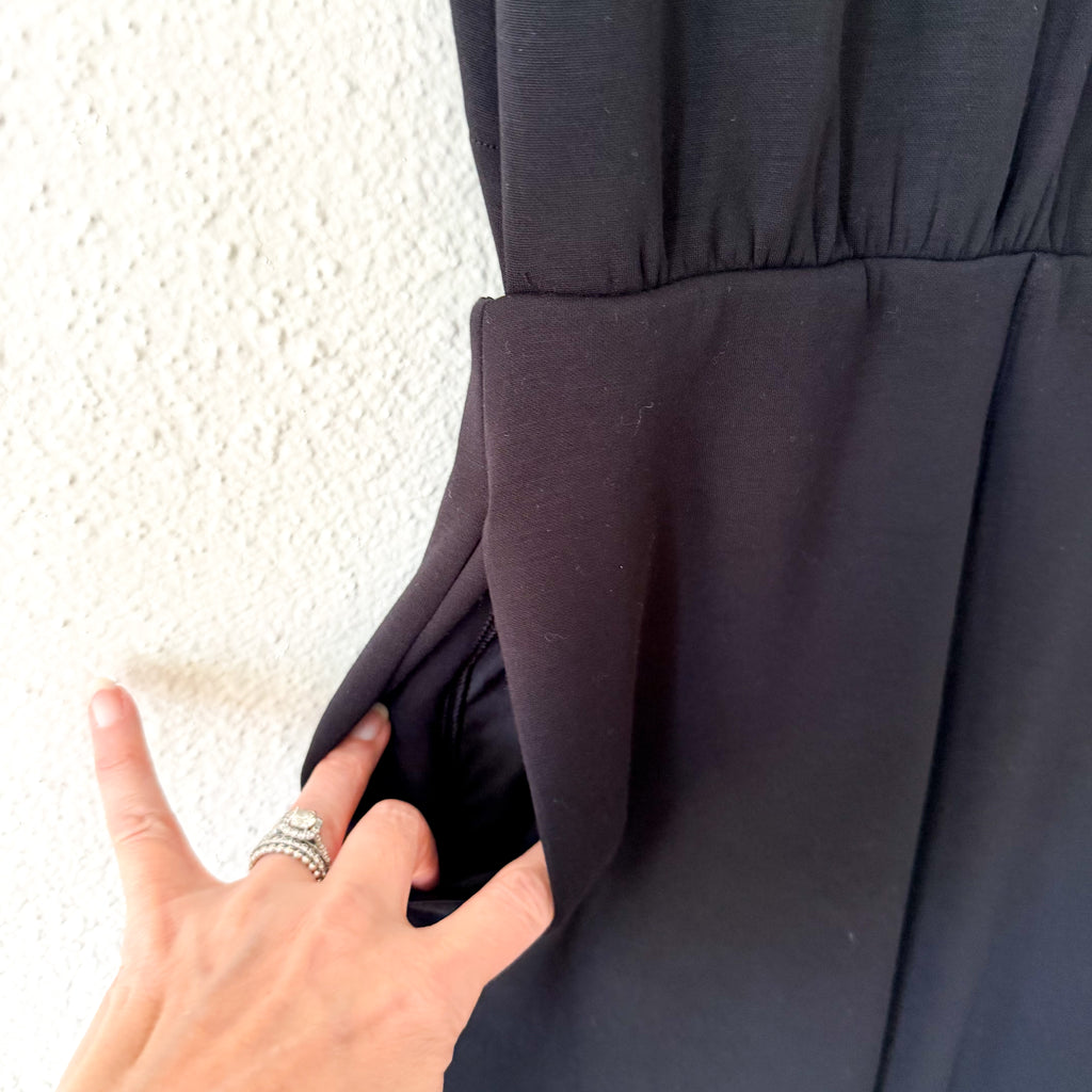 Spanx AirEssentials Black Mock Neck Petite Jumpsuit |XSP