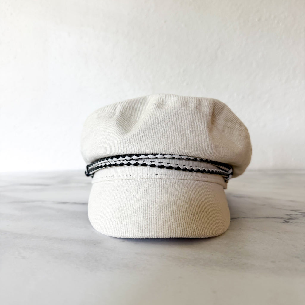 Brixton Ashland Vega Fiddler Fisherman Cap in Ivory Corduroy | XS