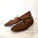 Dolce Vita Reyes Crystal Embellished Ballet Flats in Brown Mesh | 6.5