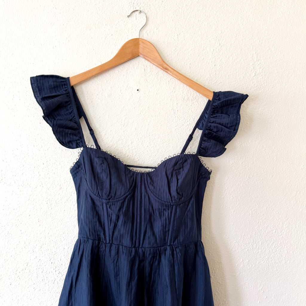 ASTR The Label Wedelia Bustier Midi Dress in Navy Blue | S