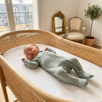 Quincy Mae Bamboo Dusty Sage Windowpane 2-Way Zipper Footed Sleeper | 0-3m