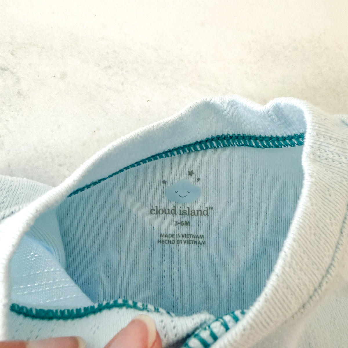 Cloud Island Powder Blue Long Sleeve Pointelle Bodysuit + Pants Matching Set | 3-6m