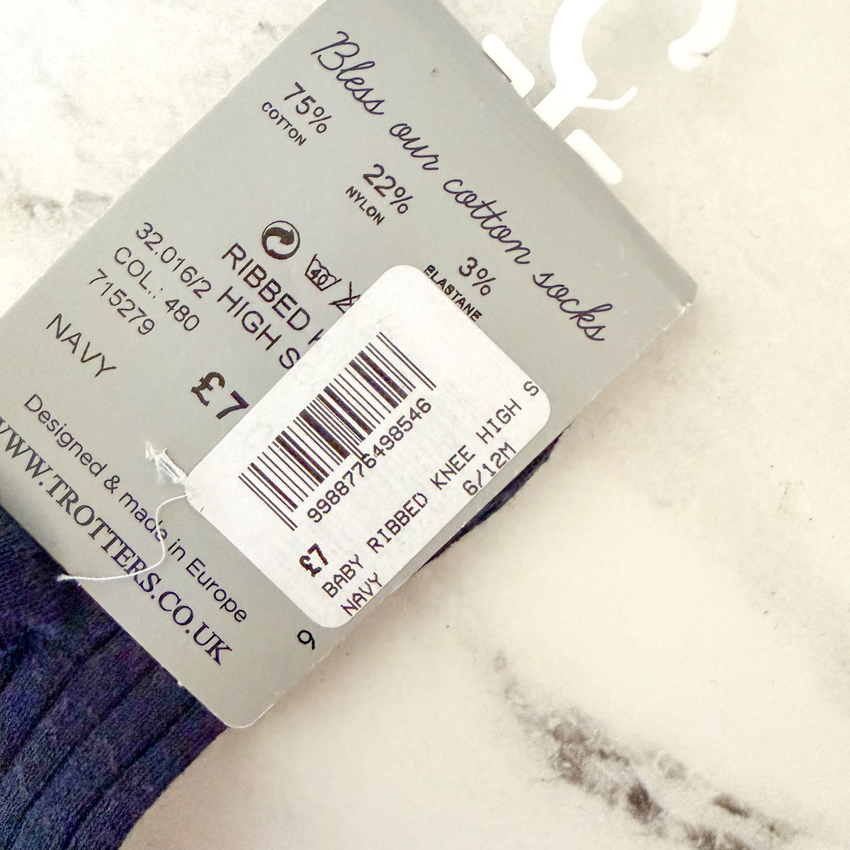 Chelsea Clothing Co. Cotton Knee High Socks Navy Blue + Tan Bundle | 6-12m