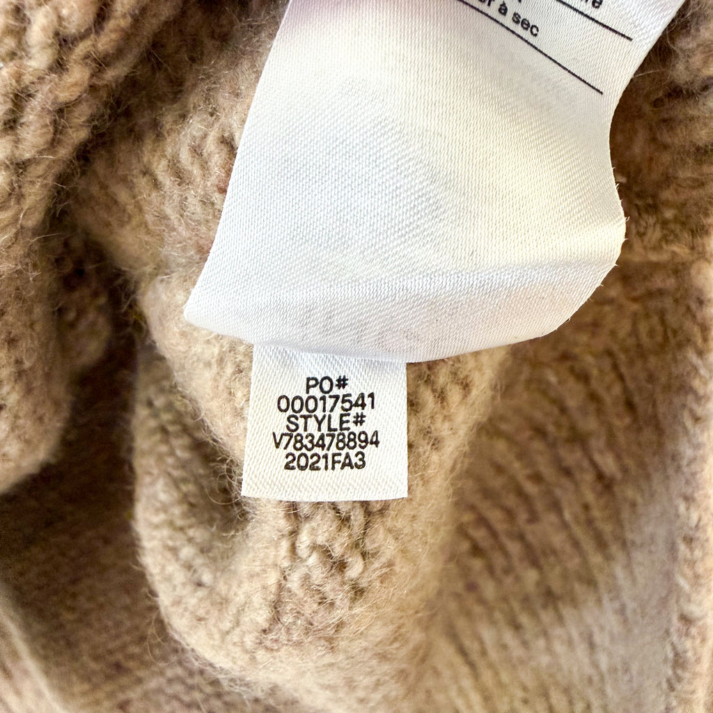Vince 100% Cashmere Donegal Side Slit Turtleneck Sweater in Beige Camel | XXS