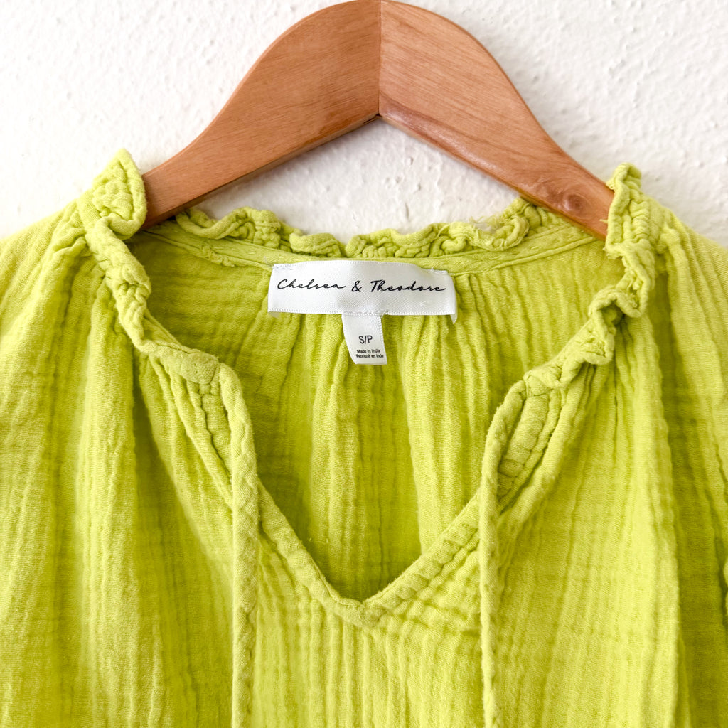 Chelsea & Theodore Neon Green Gauze Top | S