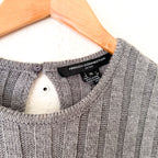 French Connection Babysoft Fit and Flare Ribbed Sweater Dress in Dark Grey | XS