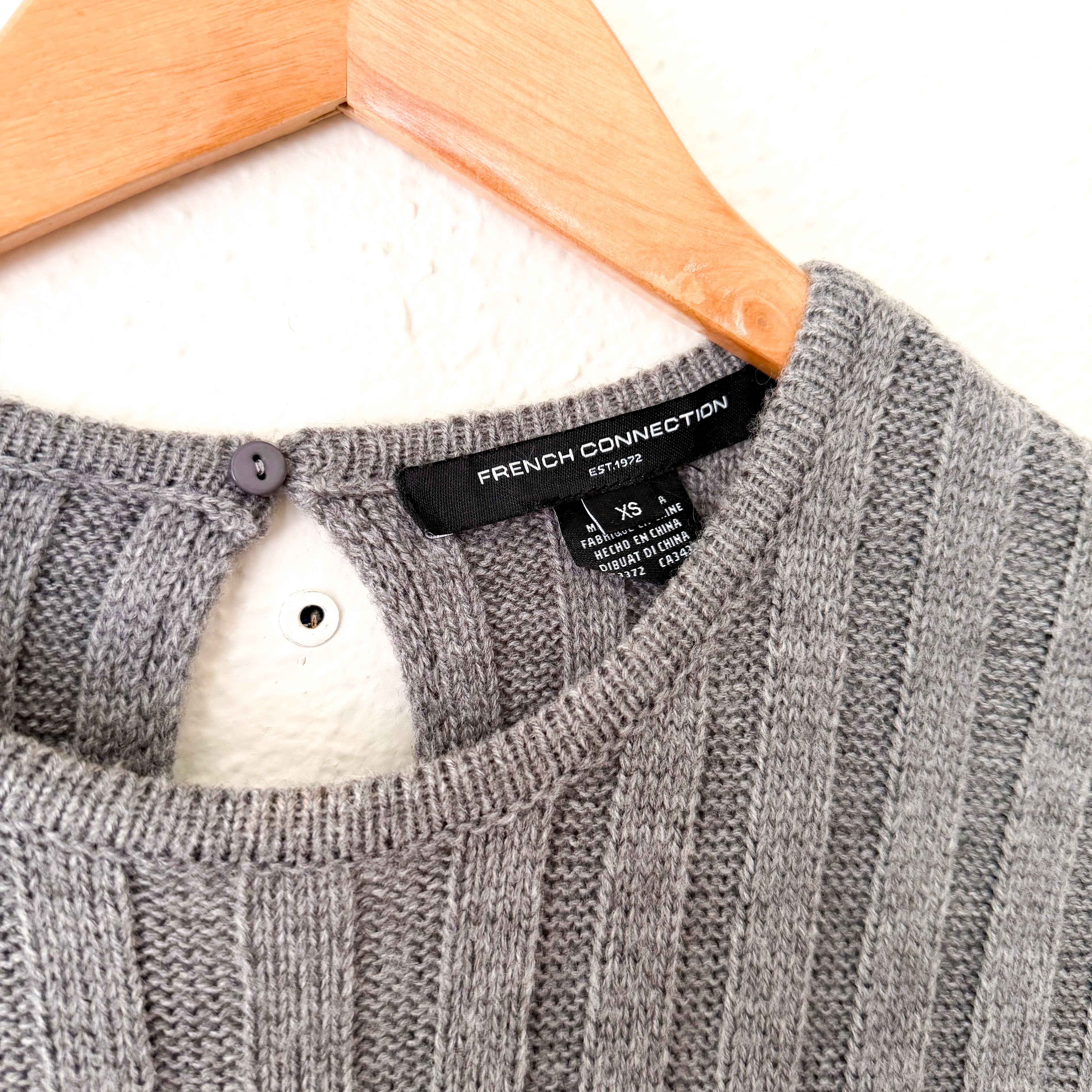 French Connection Babysoft Fit and Flare Ribbed Sweater Dress in Dark Grey | XS