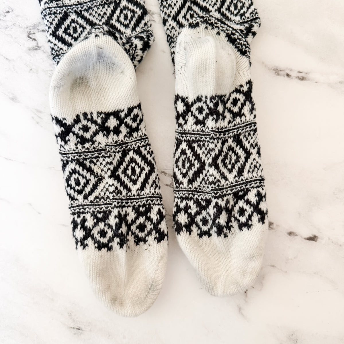 Unbranded Black White Fair Isle Cozy Crew Socks | OS