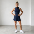 Zella Studio Light Court Half-Zip Tennis Dress + Shorts in Navy Blue | Small