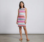 Joules Riva Pink Multi Striped Sleeveless Jersey Sheath Dress | 4