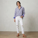 Taylorbyrd 100% Cotton Oversized Purple Striped Button Down Shirt | S