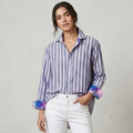 Taylorbyrd 100% Cotton Oversized Purple Striped Button Down Shirt | S