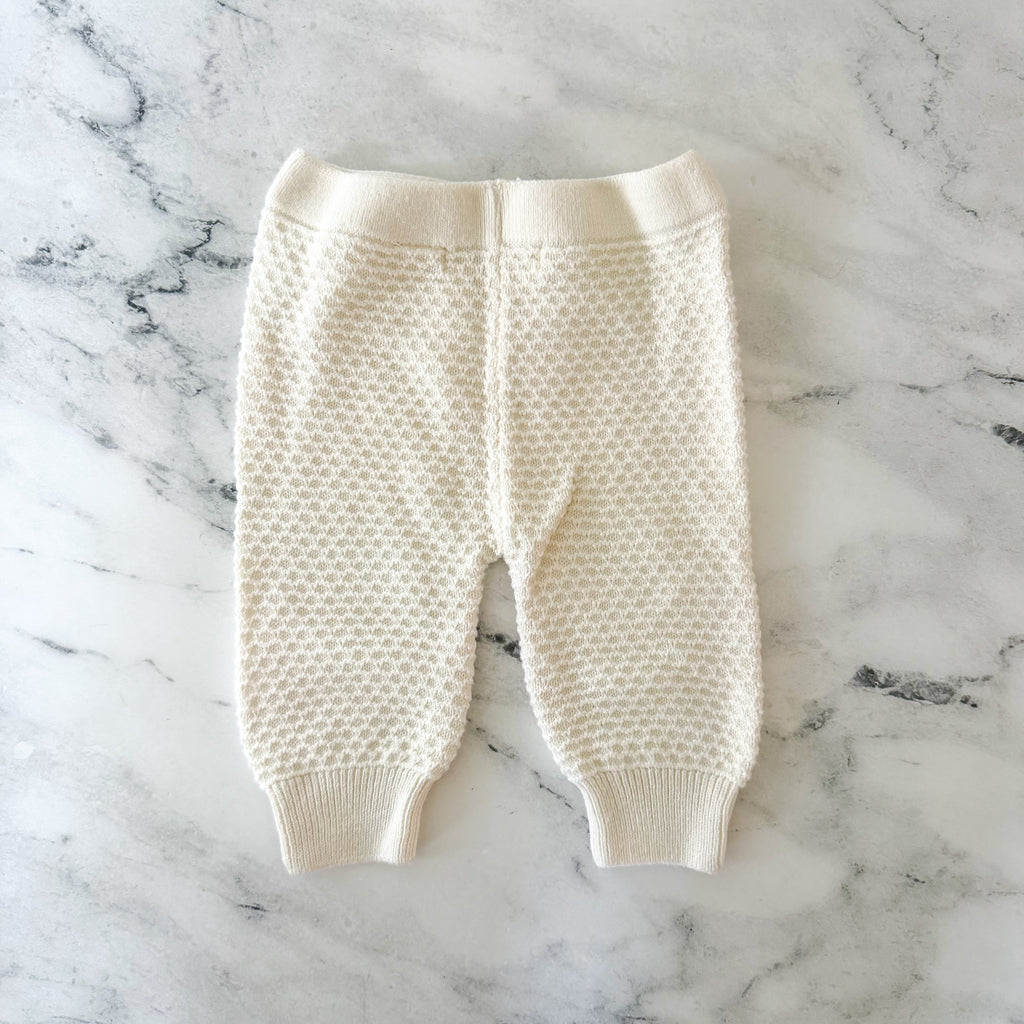 Zara Cream Textured Long Sleeve Sweater + Pants Matching Set | 0-3m