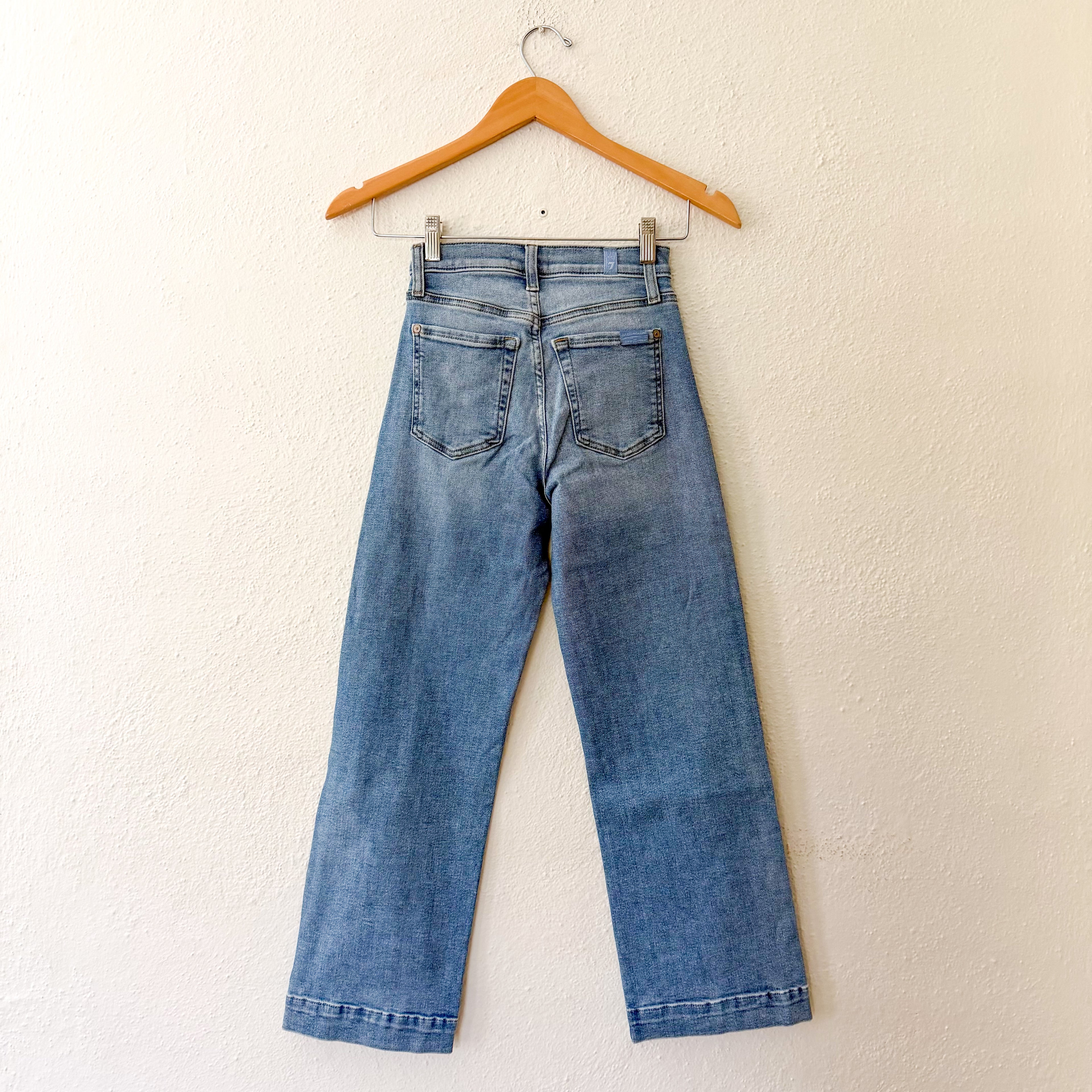 7 For All Mankind Cropped Alexa High-Rise Medium Wash Straight/Wide Leg Jeans | 23
