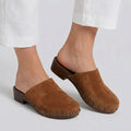 Dolce Vita Alanis Flat Studded Mule Clog in Chestnut Suede | sz 37/6.5