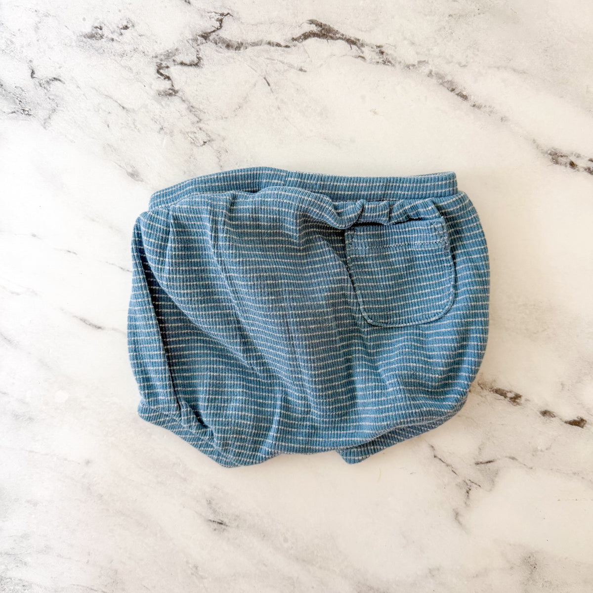 Little Planet Organic Ocean Blue Textured Sleeveless Shirt + Bubble Shorts Matching Set | 0-3m