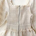 Sea New York Willa Smocked Puff Sleeve Romper in White | 00