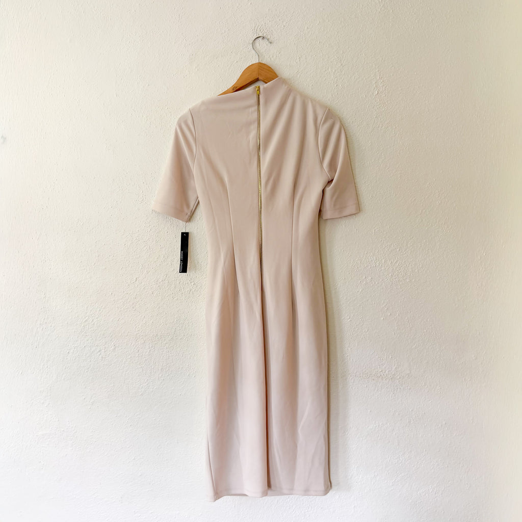 Maggy London Erin Below the Knee Elbow Sleeve Midi Dress in Horn Cream | 0