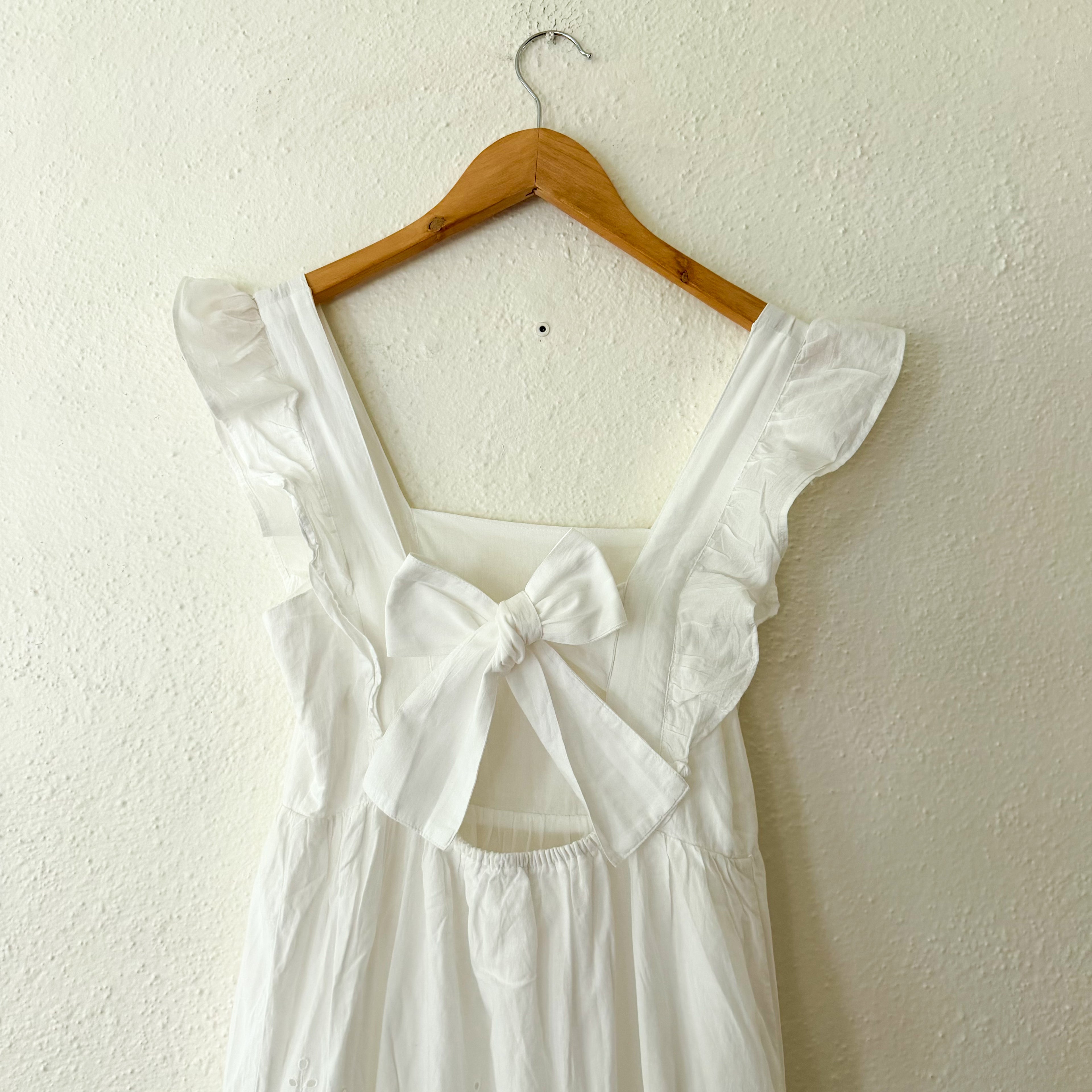 MANGO White Eyelet Embroidered Cotton Maxi Dress | XS