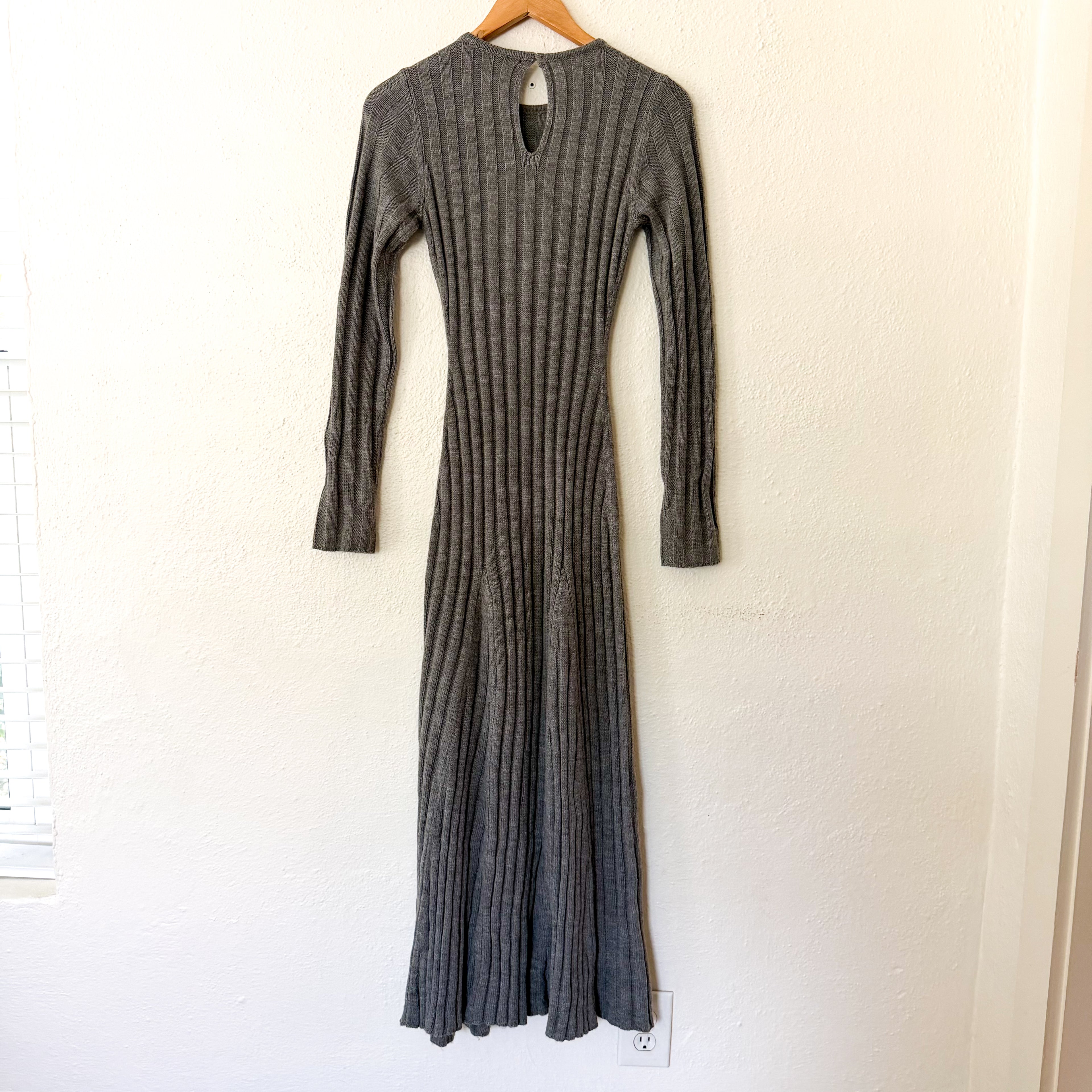 French Connection Babysoft Fit and Flare Ribbed Sweater Dress in Dark Grey | XS