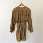 & Other Stories Wrap-Effect Gold Sequin Dolman Sleeve Mini Dress | 0/EUR 32