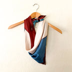 Retro Geometric Colorblock Silky Square Scarf