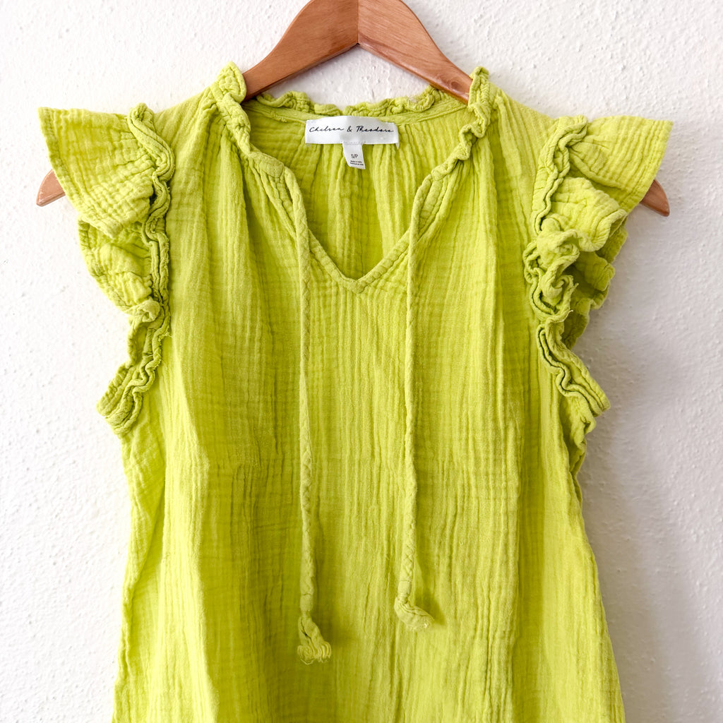 Chelsea & Theodore Neon Green Gauze Top | S