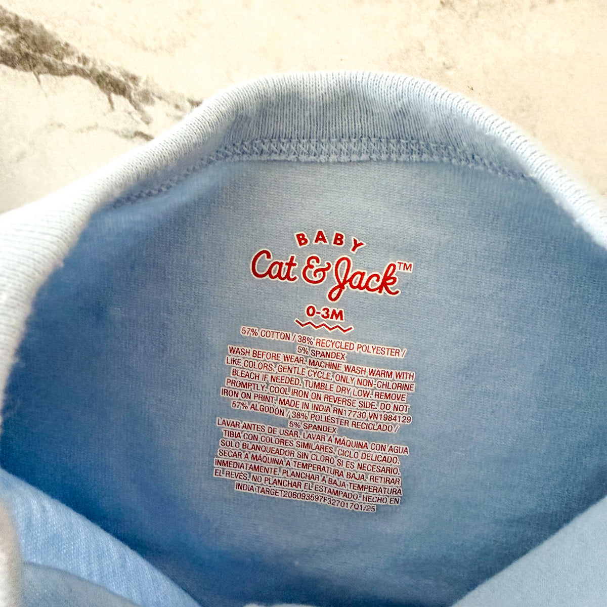 Cat & Jack Powder Blue Henley Short Sleeve Bodysuit | 0-3m