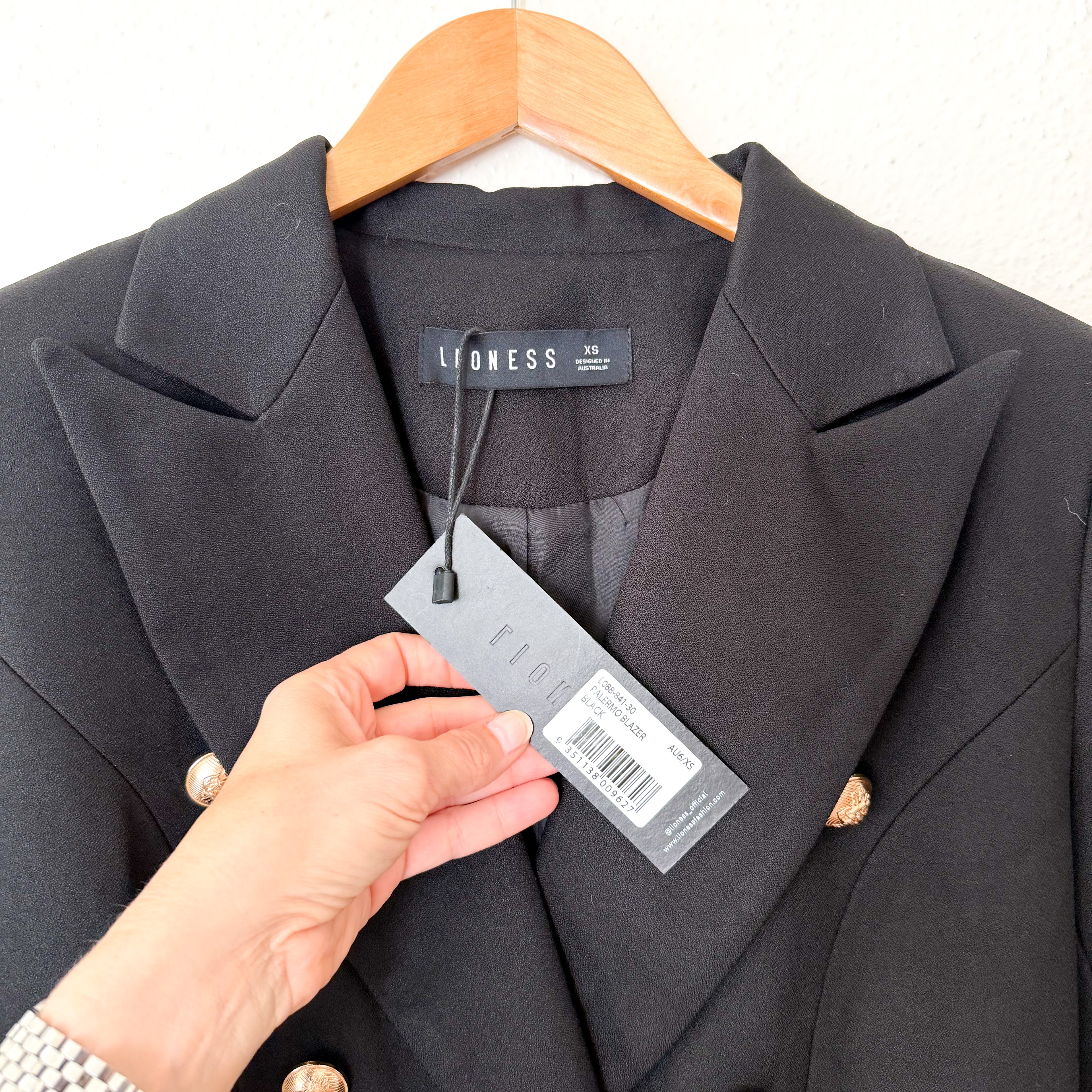 Lioness Black Double Breasted Blazer Jacket | XS