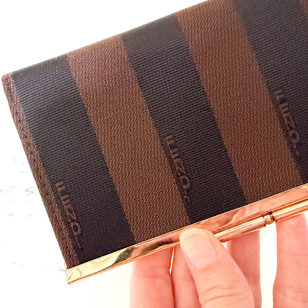 Vintage Small Fendi Pequin Striped Snap Top Coin Wallet