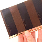 Vintage Small Fendi Pequin Striped Snap Top Coin Wallet
