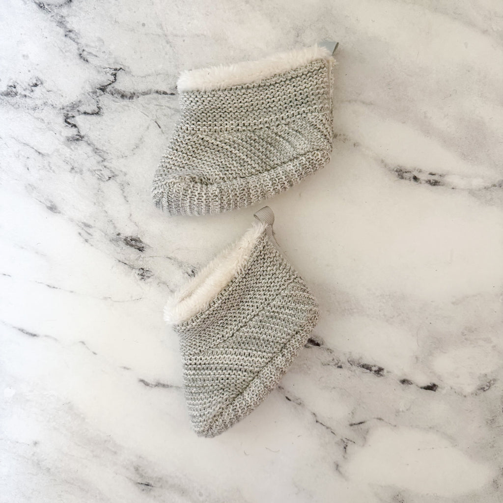 Gap Light Grey Marle Garter Knit Lined Baby Booties |3 (6-12m)