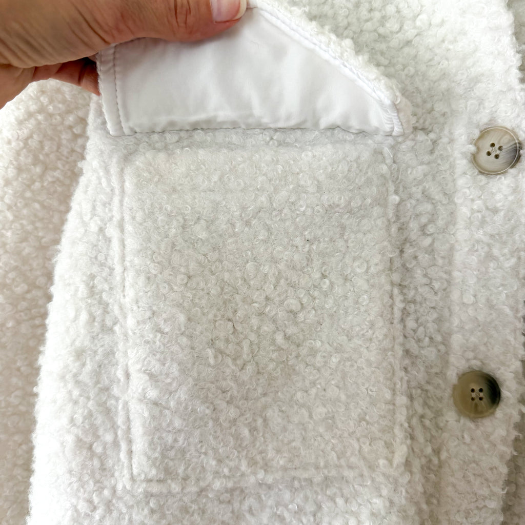 H&M Oversized Teddy Sherpa Shacket in Cream | XS